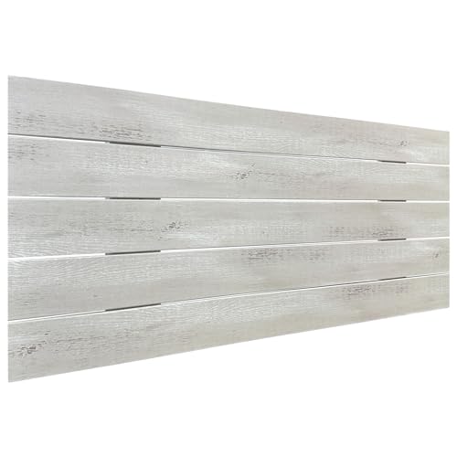 DHOME Recyceltes MDF Holz Kopfteil im Palettenstil Horizontales Bed Pallets Beschläge inklusive (105x46 Pallet 5, Rustikales Weiß) von DHOME