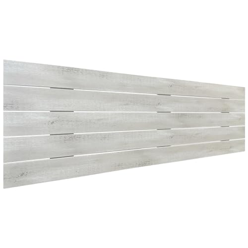 DHOME Recyceltes MDF Holz Kopfteil im Palettenstil Horizontales Bed Pallets Beschläge inklusive (160x46 Pallet 5, Rustikales Weiß) von DHOME
