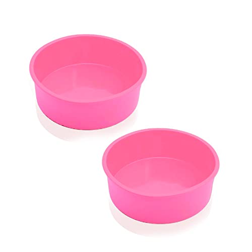 DHSWNNG Silikon Backformen, 20cm Rund Antihaft Kuchenform Silikon Tortenform Pink Backform Silikonform Backen für Schichtkuchen Käsekuchen Chiffonkuchen von DHSWNNG