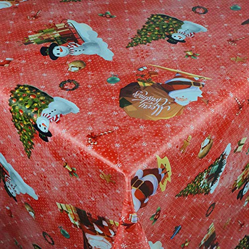 Wachstuch Wachstischdecke Tischdecke Weihnachtstischdecke Zuckerstange Rot Eckig 130 x 180 cm abwaschbar Weihnachten von DHT-Wachstuch