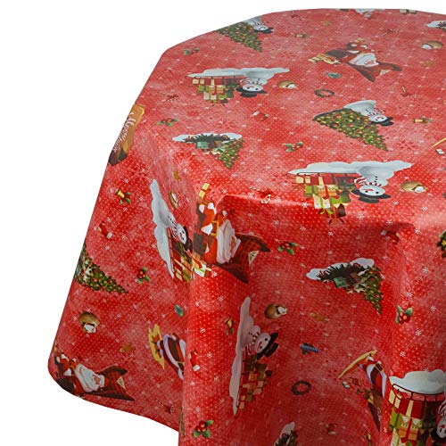 Wachstuch Wachstischdecke Tischdecke Weihnachtstischdecke Zuckerstange Rot Rund 100 cm abwaschbar Weihnachten von DHT-Wachstuch