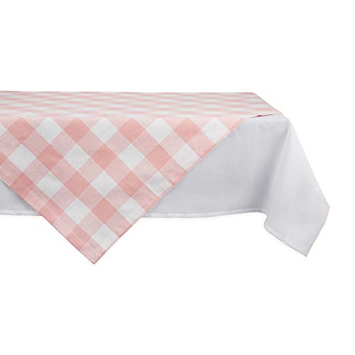 DII Buffalo Check Collection Klassische Tischdecke mit Bauernhaus-Motiv, Baumwolle, pink/weiß, Table Topper, 40x40 von DII