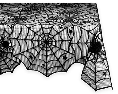 DII Tischdecke, Spitzen-Overlay, Tischdecke, Gothic, Halloween, 137 x 183 cm, Spinnennetz von DII