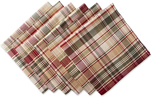 DII Tischdekoration „Give Thanks Plaid“ Autumn & Thanksgiving Tischwäsche, Baumwolle, Square Napkin Set, 20x20, 6 von DII