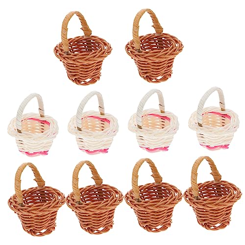 DIKACA 10st Tischmülleimer Home Blumenkorb Puppenhaus Miniatur M?bel Möbel Für Ostern Mini- Gewebekörbe Rattan Möbelkorb Rattan Korb Puppenhaus Tiny Dekorativer Korb Baby Spielzeug Bambus von DIKACA