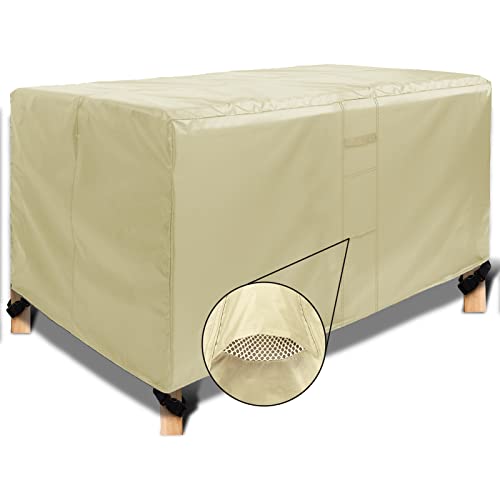 DIKENI Abdeckplane für Gartenmöbel 200x140x90cm, Abdeckplane Fuir Gartentisch Mit 6 Stuhlen Winddichte Sitzgruppe Möbelsets für Gartentisch Esstisch, Beige von DIKENI