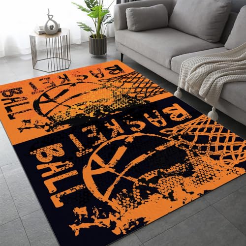 Basketball Teppich Schlafzimmer rutschfeste FußMatte Sport Graffiti Kinderteppich Dekoration Carpets Teenager Kurzflor Flanell Teppiche Home Spielteppiche für Wohnzimmer 60x90 cm von DILANI