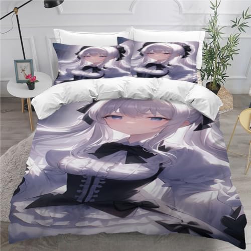 DILANI Anime Japan Bettwäsche-Set 155x220cm Manga Otaku Anime-Fans 3D-Druck Weiche Mikrofaser 3 Teilig Bettbezüge mit Reißverschluss und 2 Kissenbezüge 80 x 80 cm für Erwachsene Kinder von DILANI