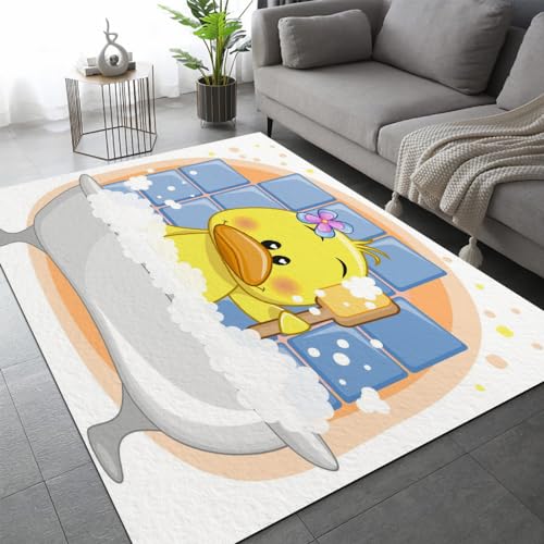 DILANI Ente Kurzflor Teppich Matten rutschfeste FußMatte Kinderteppich Modern 3D Tiere Kawaii Kinder Spielteppiche FüR Schlafzimmer Flur Wohnzimmer Boden Teppich 100x150 cm von DILANI