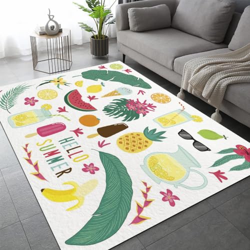 DILANI Küstenstrand Kurzflor Teppich Matten rutschfeste FußMatte Kinderteppich Modern 3D Kawaii Sommer Kinder Spielteppiche FüR Schlafzimmer Flur Wohnzimmer Boden Teppich 60x90 cm von DILANI