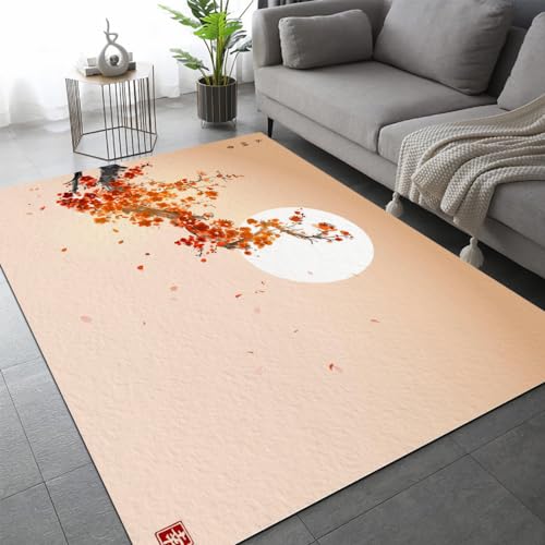 DILANI Teppich Wohnzimmer Schlafzimmer 3D Japanische Kirschblüten Teppich Kinderzimmer Kurzflor Teppiche rutschfeste Spielteppiche Blume Kinder Teenager Kurzflor Flanell Teppiche 80x120 cm von DILANI