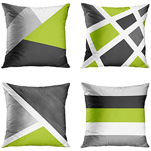 DILOXNSU Kissenbezug 45x45 4er Set Hellgrün Grau Geometrisch Weich Sofakissen Kissenhülle Deko Kissen Bezug Couchkissen Modern Dekokissen Kissenbezüge Zierkissen für Sofa Wohnzimmer Stuhl Bett von DILOXNSU