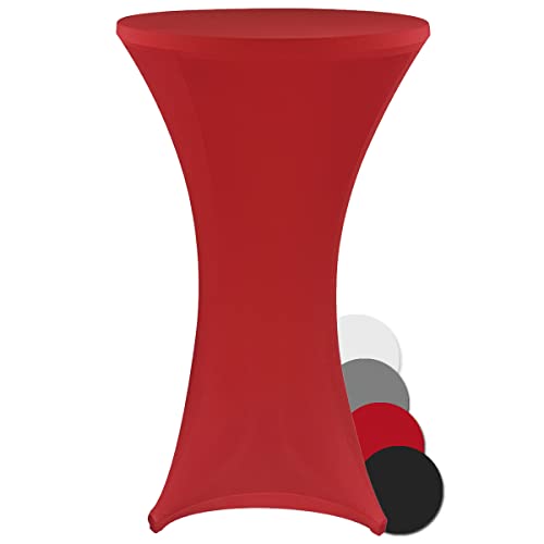 DILUMA Stehtischhusse Stretch Elastique Ø 80-85 cm Rot - elastische Premium Stretchhusse für gängige Bistrotische und Stehtische - dehnbarer Tischüberzug von DILUMA