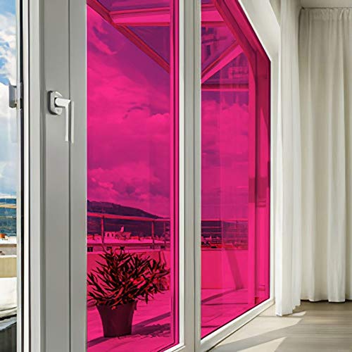 DIMEXACT Selbstklebende Sonnenschutzfolie für Autofenster, farbig, transparent für Fenster, Rosa, Breite 1,52 m, Rolle von DIMEXACT