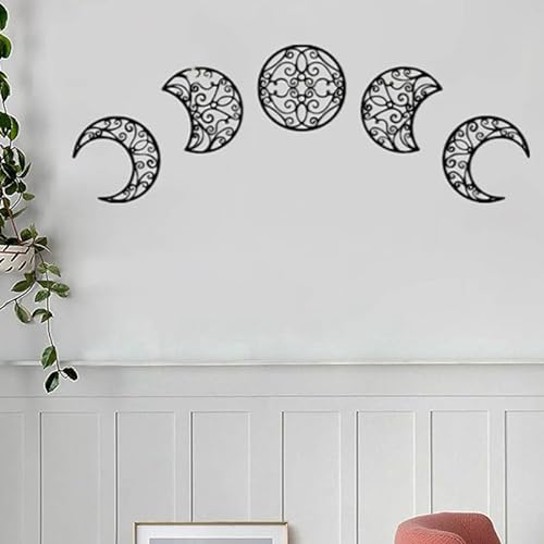 DINESA 5 Stück Kreative Mondphasen Wanddekorationen Boho Mond Wanddekoration für Zuhause Wohnzimmer von DINESA