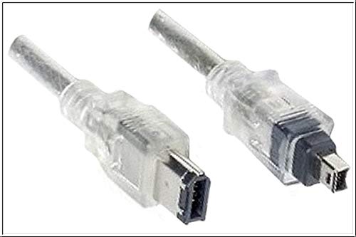 DINIC FireWire Kabel 6 polig Stecker auf 4 polig Stecker, (1m, transparent) von DINIC