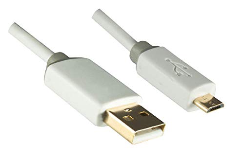 DINIC HQ Micro USB 2.0 Kabel USB A auf micro B, Monaco Range (2,00m, weiß) von DINIC