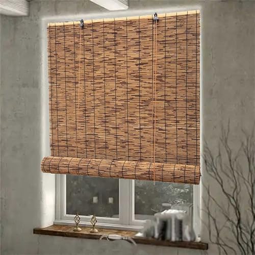 Bambus Rollo Jalousine für Fenster 30-280cm Breit 30-280cm Lang Natur Bambus Rollo Lichtdurchlässig für Garten Terrasse Verdunkelnd Innenrollo Bambus Außenrollo, Einfache Installation von DISPRA