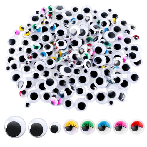 400 Stück Wackelaugen Zum Basteln, Google-Augen Selbstklebend Mit Wimpern, 6 mm, 8 mm, 10 mm, 12 mm, Wackelaugen Für Heimwerker, Bastelarbeiten, Scrapbooking, Dekoration (Gemischte Farben) von DIVINA VITAE