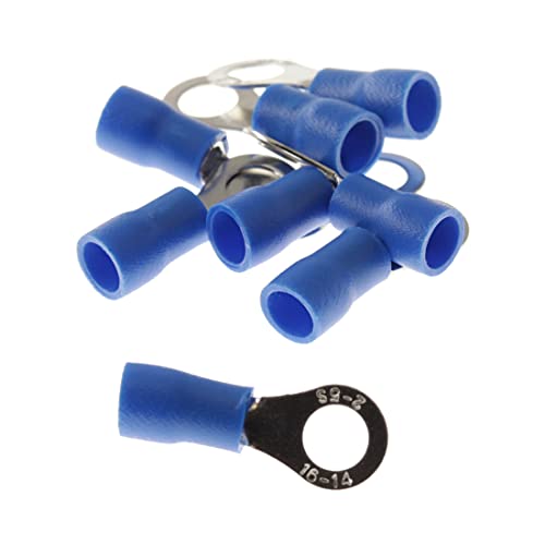 Ringkabelschuhe Nylonschlauch, Blau/Loch-Ø M4 / 1.5-2.5 mm² Kabel-Verbinder aus Kupfer verzinnt (25 Stück) von DIY-24H