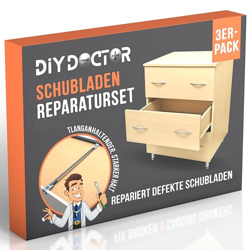 DIY Doctor FAD(3) Drawer Schubladen Unterbau Schnalle, In einer Minute die Gebogene Schublade mit Holz Werkzeuge Reparieren, 3x Schubladen-Kit von DIY Doctor
