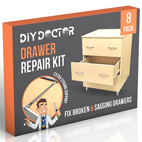 DIY Doctor - Schnalle für den Schubladen Unterbau im 8er Pack– In einer Minute die Gebogene Schublade mit Holz Werkzeuge Reparieren, 8x Schubladen-Kit von DIY Doctor