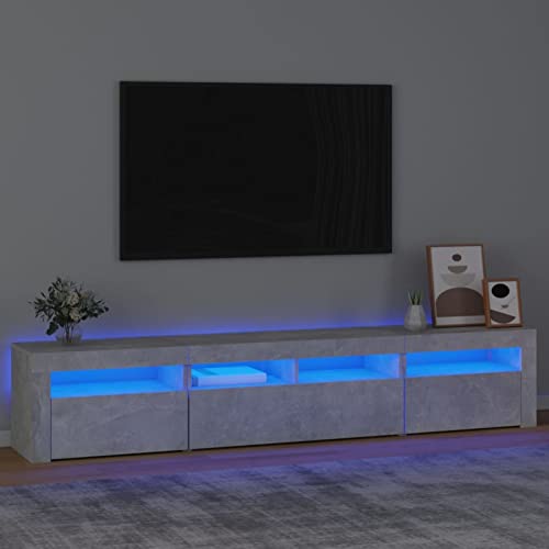 DJEKA TV Schrank Mit Led Leuchten Lowboard 210 x 35 x 40 cm Fernsehschrank Mit Led Betongrau TV Board Lowboard Wohnzimmer Tv Board Mit Led Fernsehtisch Mit Led von DJEKA