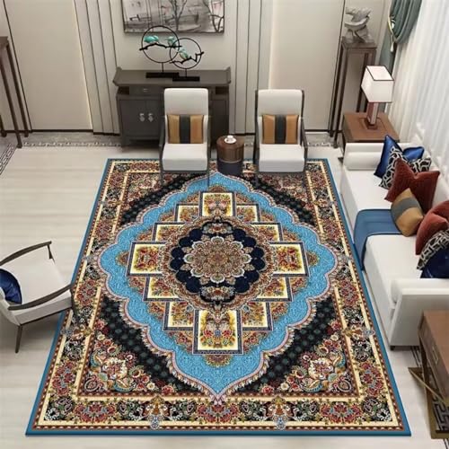 DJHWWD Aesthetic Teppich Teppich groß Home Decor Teppich Blumenmuster Wohnzimmer Rutschfester Teppich 200x300CM Blau dünner Teppich Teppich Waschmaschine von DJHWWD