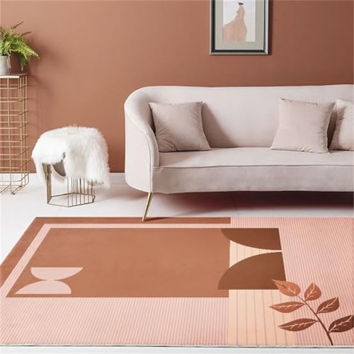 DJHWWD Orange Farbe Teppich Für Küche Rechteckiger Teppich Für Jungenzimmer, Wohnzimmer, Sofa, rutschfest Rugs Natur Teppich 140X200Cm 4Ft 7.1''X6Ft 6.7'' von DJHWWD