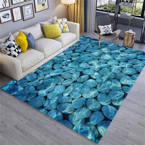 DJHWWD Teppich Modern Design Kurzflor Anti-Rutsch, waschbare und schmutzabweisende Dekoration im Wohnzimmer Teppich Waschbar In Waschmaschine blau Teppich Billig200x300CM von DJHWWD