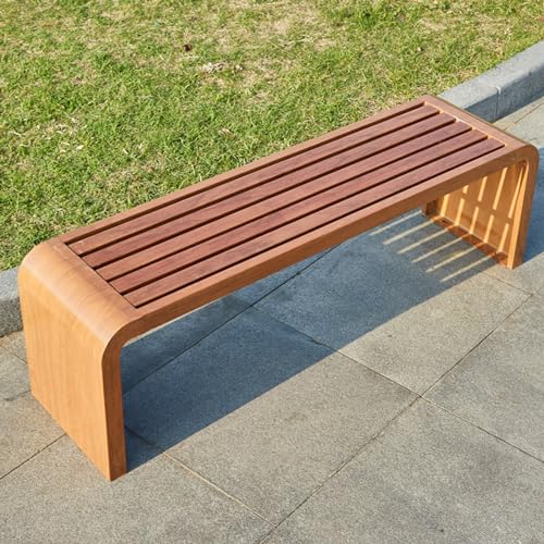 DJJYCTNM 2-Personen-Außenbank, Gartenbänke aus Metall, wasserdichte Gartensitz-Lattenbank, Rechteckiger Essplatz für Hof, Park und Balkon(Brown,120x40x45cm/47x16x18in) von DJJYCTNM