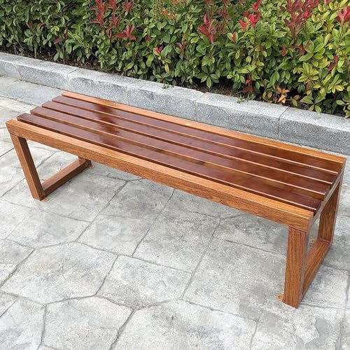 DJJYCTNM Gartenbänke, Parkbank mit Massivholzsitzen, 1–4 Personen, Außenbank ohne Rückenlehne for Rasen, Park, Deck(Brown,180x40x45cm) von DJJYCTNM