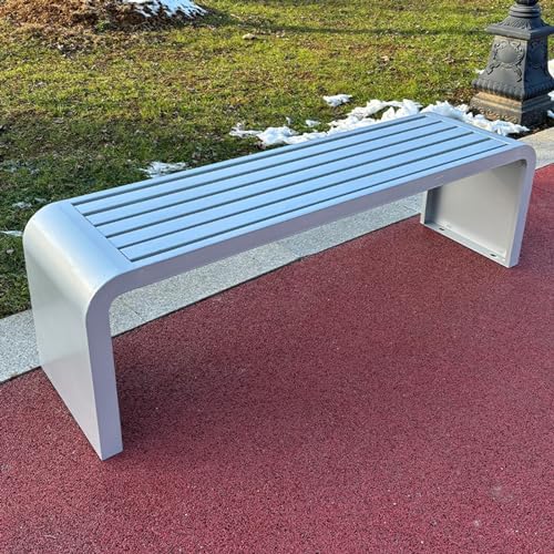 DJJYCTNM Gartenbank, Gartenbank mit Stahlrahmen, Rückenfreie Außenterrassenbank, Allwetter-Außenbank für Garten, Veranda, Park und Lounge(Color:Silver,Size:120 * 40 * 45cm/47 * 16 * 18in) von DJJYCTNM