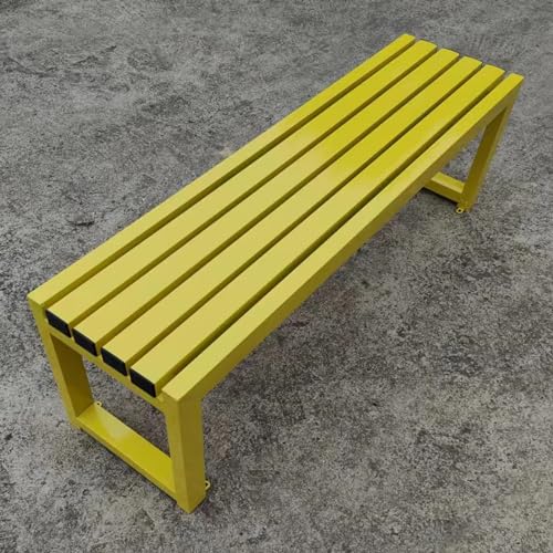 DJJYCTNM Gartenbank, Metallbank für Den Außenbereich im Innen- und Außenbereich, Rückenfreie Gartenbank, Perfekt für Den Balkon, Picknick, Hinterhof und Die Terrasse, Einfache Montage(Yellow,120x40x45 von DJJYCTNM