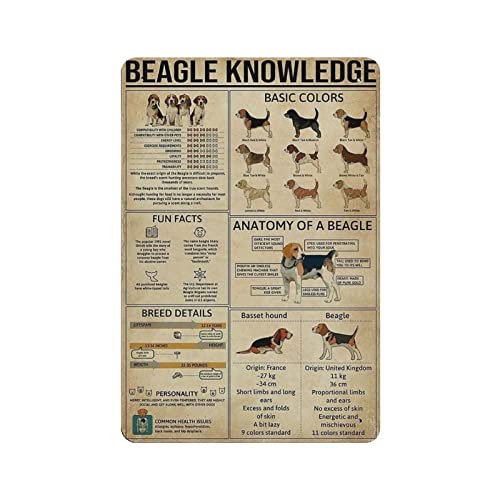 Beagle Knowledge Poster Metallschild Art Wall Plaque Decor Infographic Poster Iron Painting Aluminium Sign for School Education Farm Men Cave Bar Yoga Outdoor Decor 8x12in von DJNGN