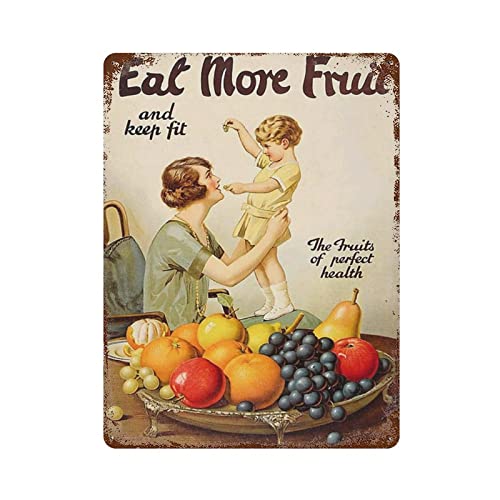 DJNGN Eat More Fruit Retro Eisen Malerei Vintage Metallschild Blechschild Kunst hängen Café Bar Club Poster Plaque für Haus Küche Garten Garage Wand Kunstwerk Dekor 12"x16"in von DJNGN