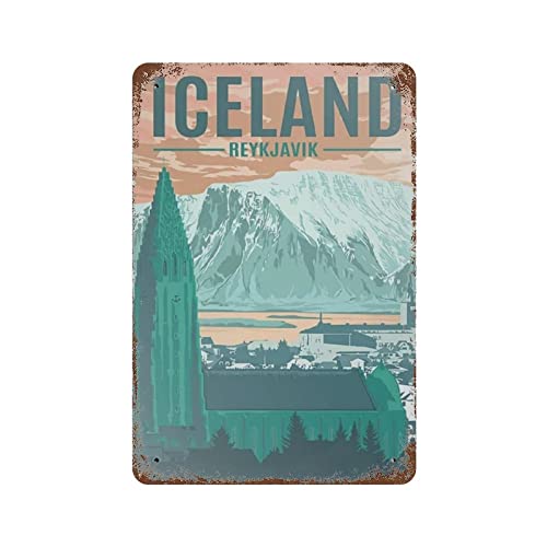 DJNGN Iceland Retro Eisen Malerei Vintage Metallschild Blechschild Kunst hängen Café Bar Club Poster Plaque für Haus Küche Garten Garage Wand Kunstwerk Dekor 8"x12"in von DJNGN