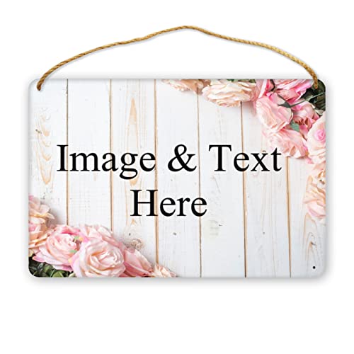 Personalisierbares Schild mit Ihrem Bild und Text hier – Türschild aus Holz mit individuellem Namen, personalisiertes Willkommensschild von DJNGN