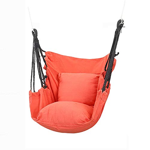 DJR Hängesessel, Wetterfest UV-beständig Extra-Sicher Indoor Outdoor Hängestuhl Garten with a Pillow, The seat Has an Integrated CushionOrange von DJR