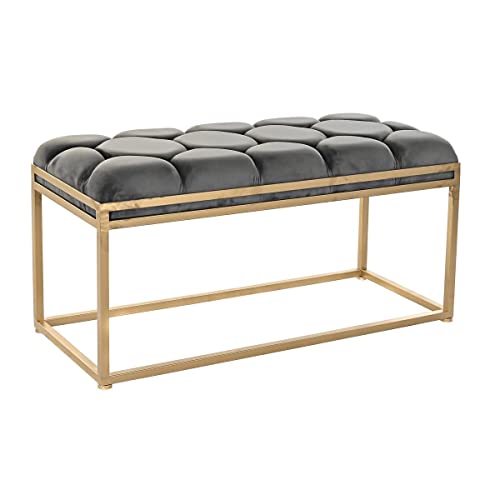 DKD Home Decor Bank, Polyester, Gold, Grau, Estándar von DKD Home Decor