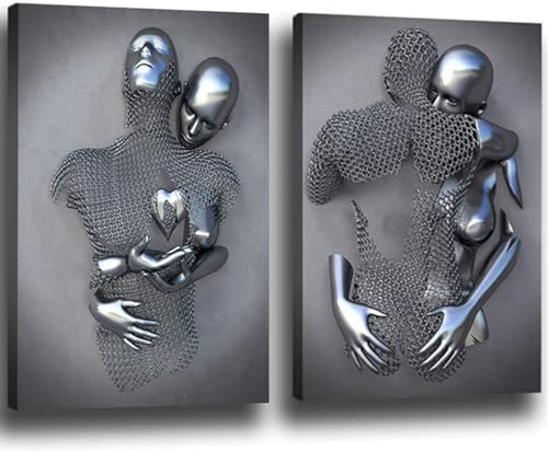 3D Romantisch Kuscheln Liebhaber Skulptur Poster Metall Figur Statue Kunst Liebe Herz Kuss Bilder Wandkunst,Ohne Rahmen (Poster-02,2Pcs-20x30cm) von DLKAJFK