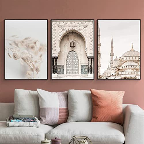 DLKAJFK Islamische Bilder Set,Islamisches Arabische Kalligraphie Leinwand Malerei, Modern Bilder Dekorative,Ohne Rahmen(Stile 5,30 * 40cm*3)… von DLKAJFK
