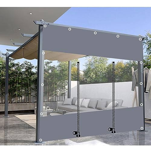 Außen Durchsichtige Plane Vorhange, 0,3mm Schwerlast wasserdichte Plane Mit Ösen, Pergola Pavillon Terrasse Carport Plane Seitenwände, Transparente Plane Abdeckung,LxH-1.2x2.2m/3.9 * 7.2ft von DLLY