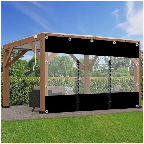 Outdoor Vorhänge,transparente wasserdichte Planenseitenwände,durchsichtige PVC-planenvorhänge Mit Reißverschluss,pergola-pavillon-seitenvorhänge, Vordächer Garagen Planen,LxH-5x2.2m/16.4 * 7.2ft von DLLY