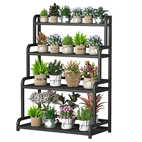 Pflanzenständer Metall Blumenständer Gartenregal Blumenständer Schwarzes Metallregal 4 Ebenen Dekorative Aufbewahrungsregale für Bar Blumenladen Garten Balkon Terrasse Indoor Outdoor Display Blumen von DMCHENGMA