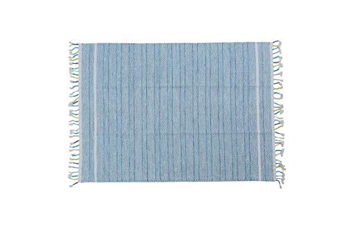 Dmora Alabama moderner Teppich, Kelim-Stil, 100% Baumwolle, blau, 230x160cm von Dmora
