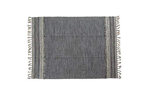 Dmora Moderner Boston-Teppich, Kelim-Stil, 100% Baumwolle, schwarz, 230x160cm von Dmora