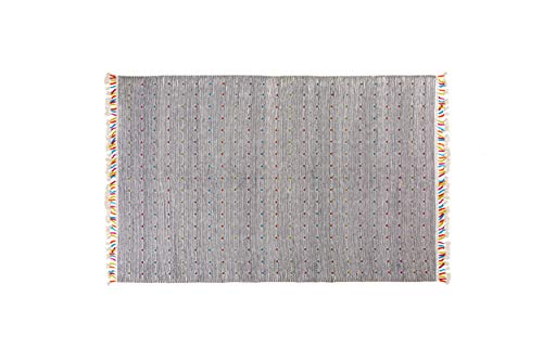 Dmora Moderner Texas Teppich, Kelim-Stil, 100% Baumwolle, grau, 230x160cm von Dmora