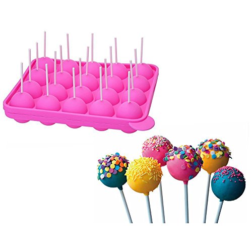 DMZK Cake Pop Form mit 20 Mulden,Lebensmittelecht Silikon Backform Lollipop Pop Form von DMZK