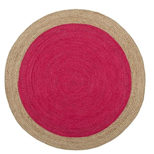 DNR Indische Naturfaser-Teppich, rund, Naturfaser, 120 x 120 cm, Rosa/Braun von DNR